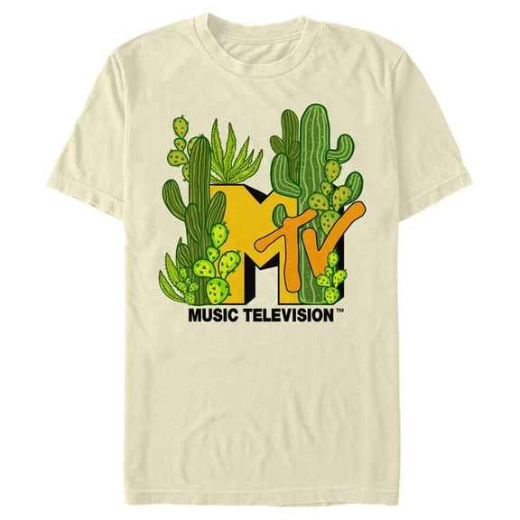 Men's MTV Desert Cactus Logo  Graphic Tee Cream Small