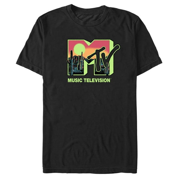 Men's MTV Desert Spray Paint Logo  Graphic Tee Black Medium