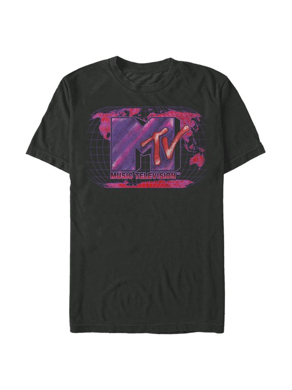 Men's MTV Dot Print Globe Logo Graphic Tee Black 2X Large
