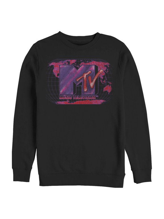 Men's MTV Dot Print Globe Logo Sweatshirt Black X Large