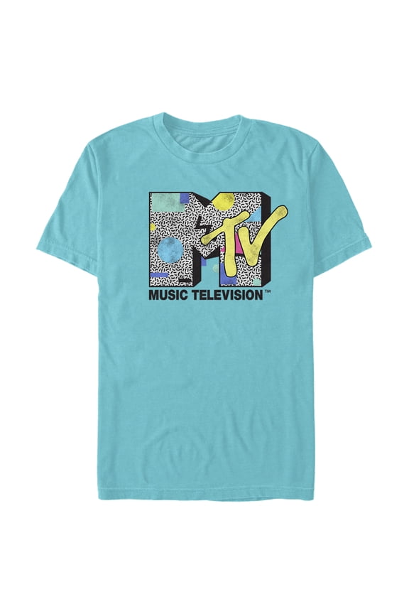 Men's MTV Eighties Style Print Logo Graphic Tee Tahiti Blue 2X Large