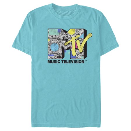 Men's MTV Eighties Style Print Logo Graphic Tee Tahiti Blue Large