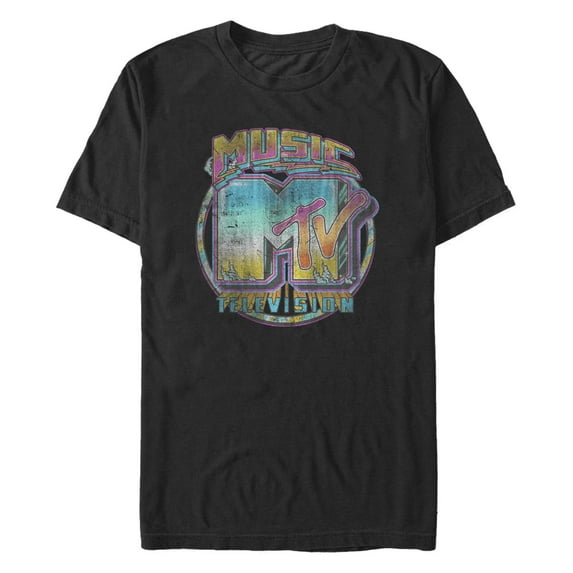 Men's MTV Faded Music Logo Graphic Tee Black 1X Big Tall