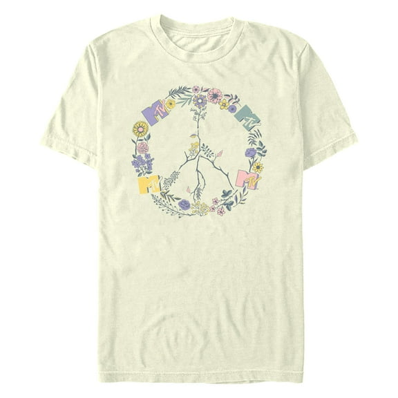 Men's MTV Floral Peace Logo  Graphic T-Shirt