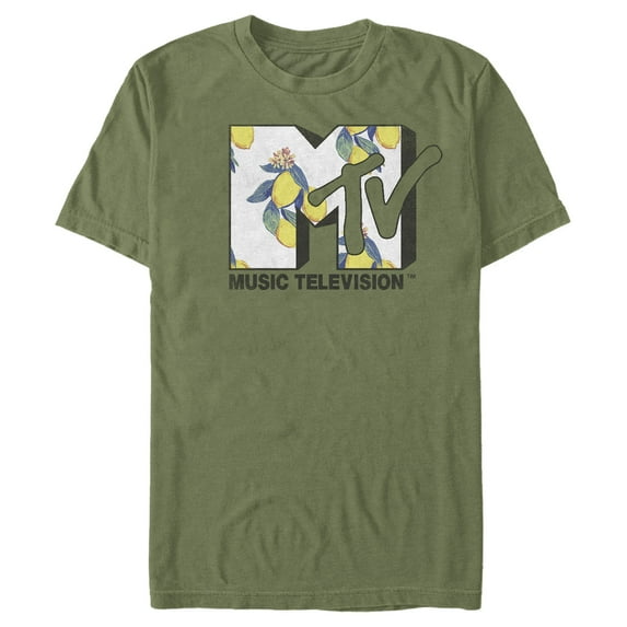 Men's MTV Flower Logo Graphic Tee Military Green Large
