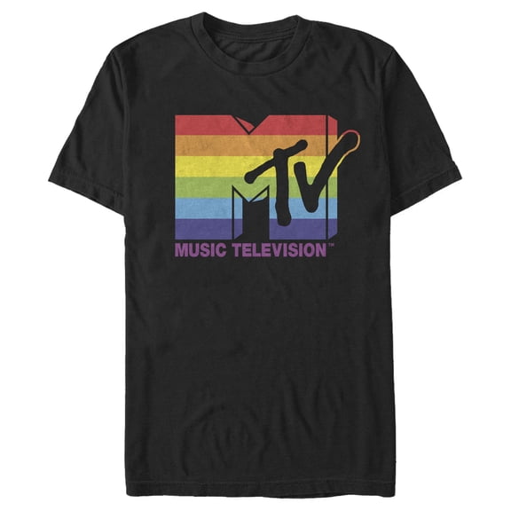 Men's MTV Horizontal Rainbow Logo Graphic Tee Black 3X Large