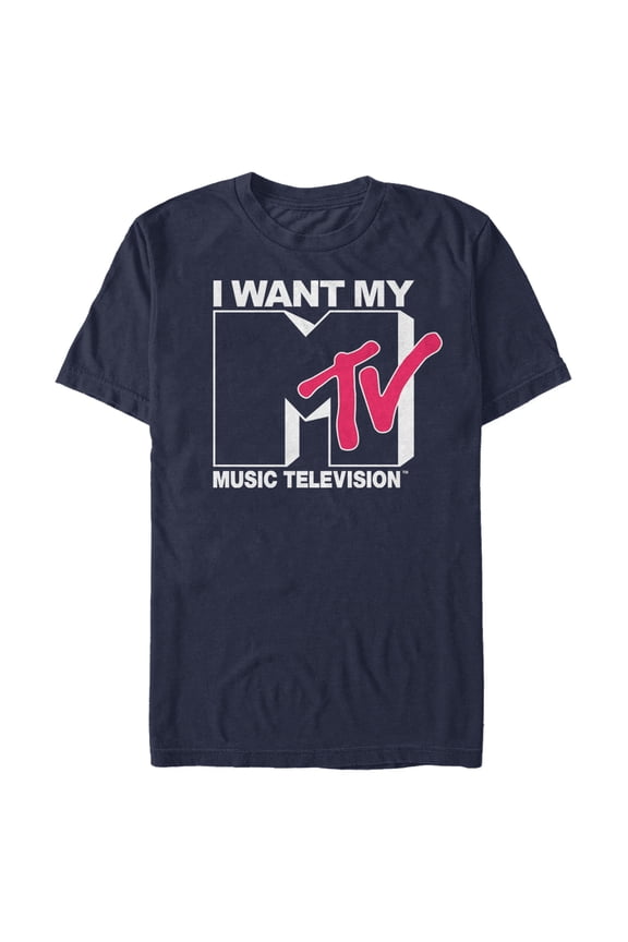 Men's MTV I Want My Music Television Graphic Tee Navy Blue 2X Large