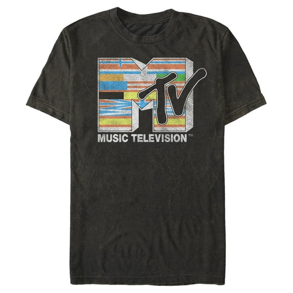 Men's MTV International Flag Logo Graphic Tee Black Large