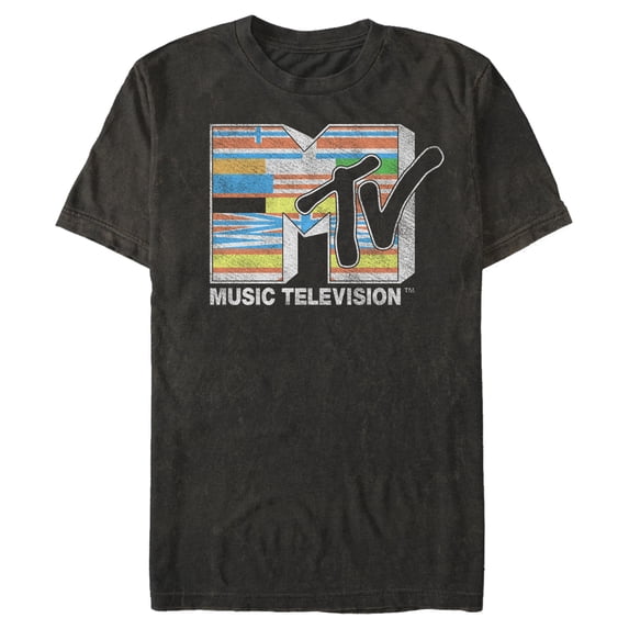 Men's MTV International Flag Logo Graphic Tee Black Small