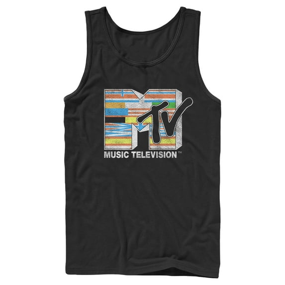 Men's MTV International Flag Logo Tank Top Black 2X Large