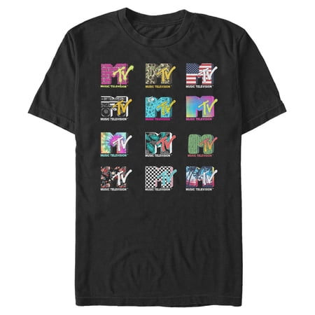 Men's MTV Logo Grid Graphic Tee Black 2X Large