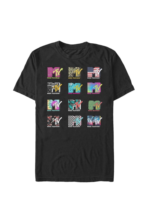 Men's MTV Logo Grid Graphic Tee Black 4X Large