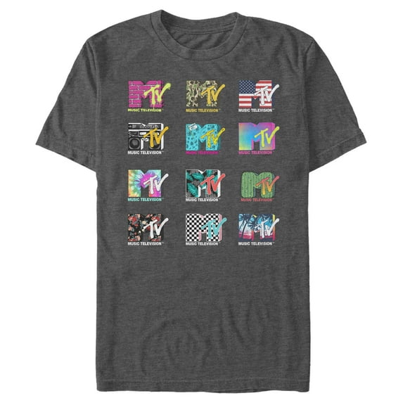 Men's MTV Logo Grid Graphic Tee Charcoal Large