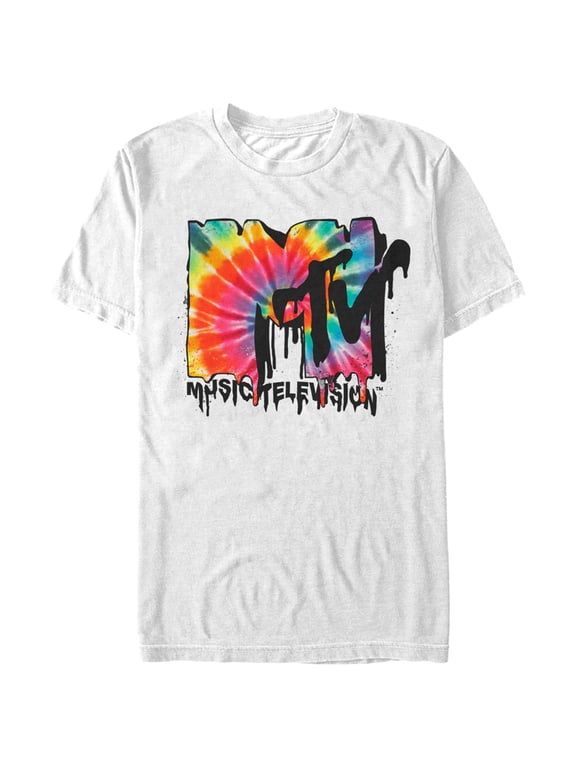 Men's MTV Melted Tie-Dye Logo Graphic Tee White 2X Large