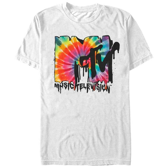 Men's MTV Melted Tie-Dye Logo  Graphic Tee White Medium