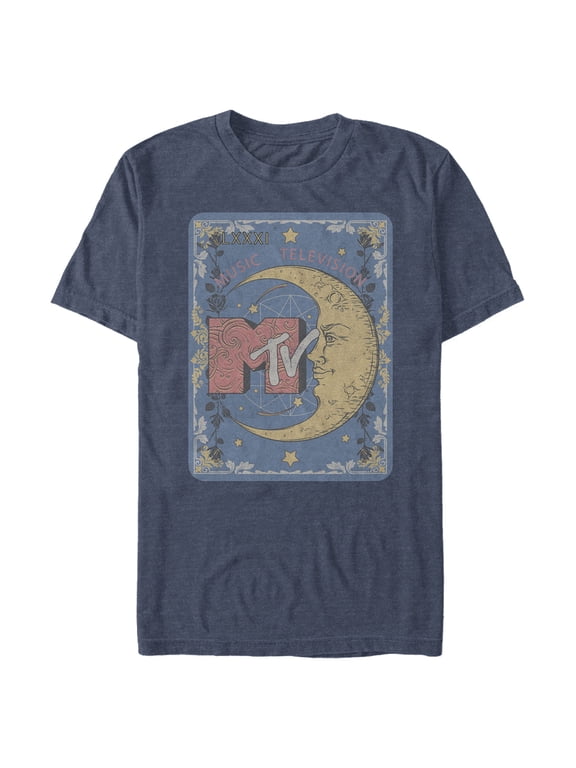 Men's MTV Moon Line Drawing Logo Graphic Tee Navy Blue Heather 3X Large