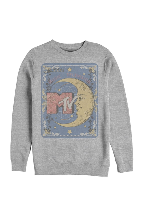 Men's MTV Moon Line Drawing Logo Sweatshirt Athletic Heather Large