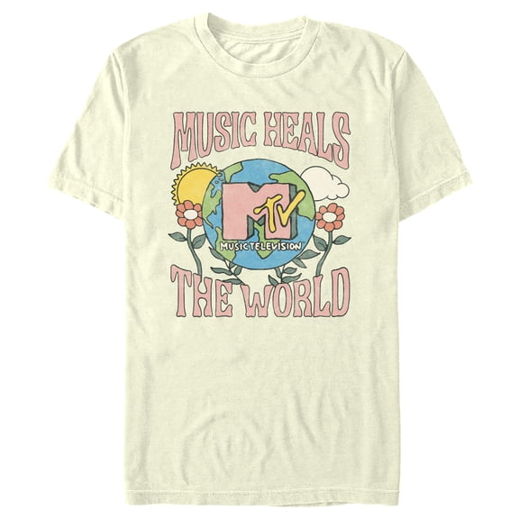 Men's MTV Music Heals the World Graphic Tee Beige 2X Large