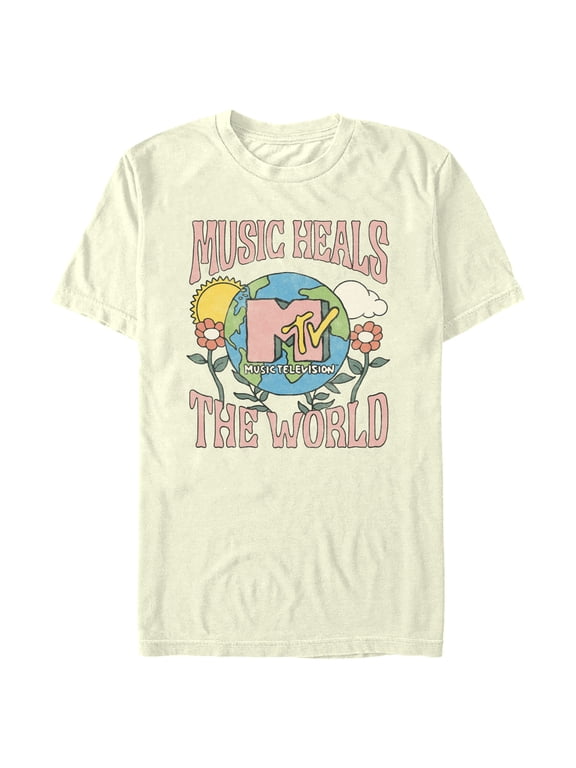 Men's MTV Music Heals the World Graphic Tee Beige Large