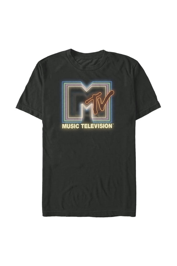 Men's MTV Neon Array Logo Graphic Tee Black Large