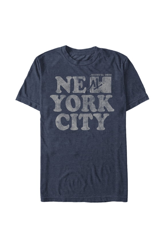 Men's MTV New York City Logo  Graphic Tee Navy Blue Heather Medium