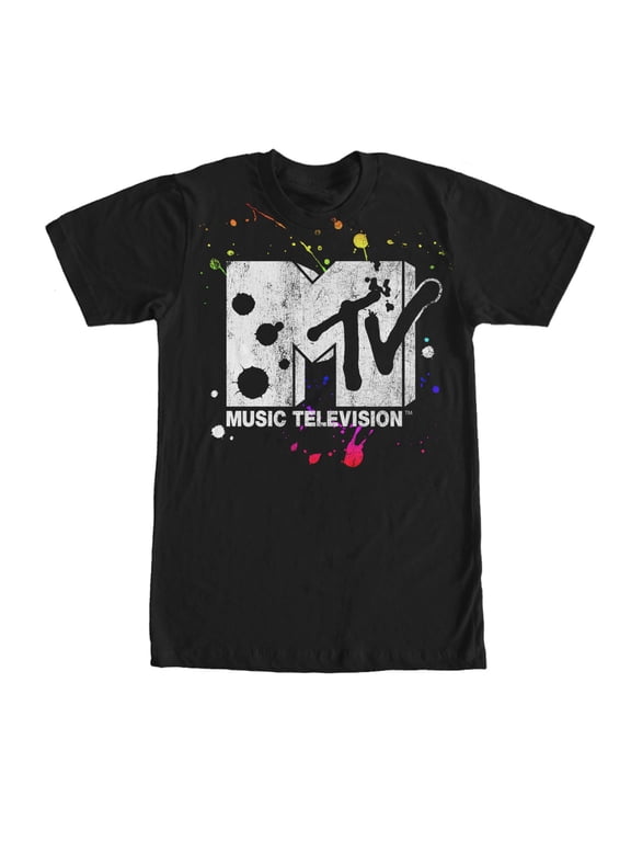Men's MTV Paint Splatter Logo Graphic Tee Black Large