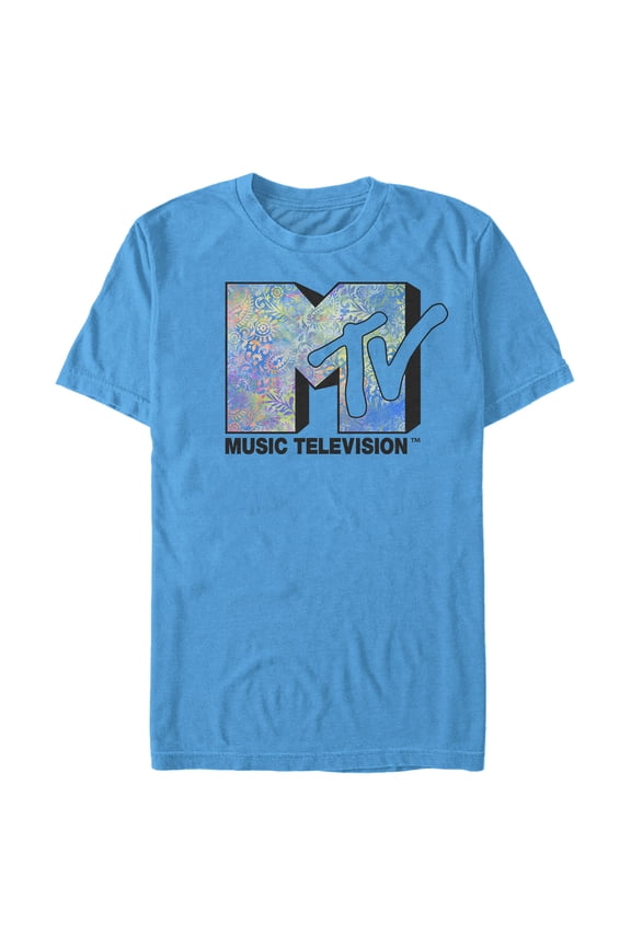 Men's MTV Paisley Print Logo  Graphic Tee Turquoise Large