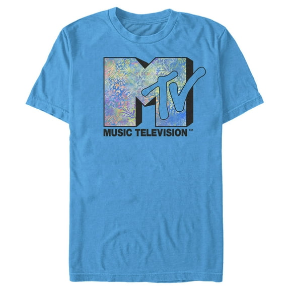Men's MTV Paisley Print Logo  Graphic Tee Turquoise Small
