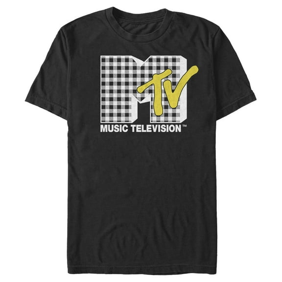 Men's MTV Picnic Print Logo Graphic Tee Black Medium