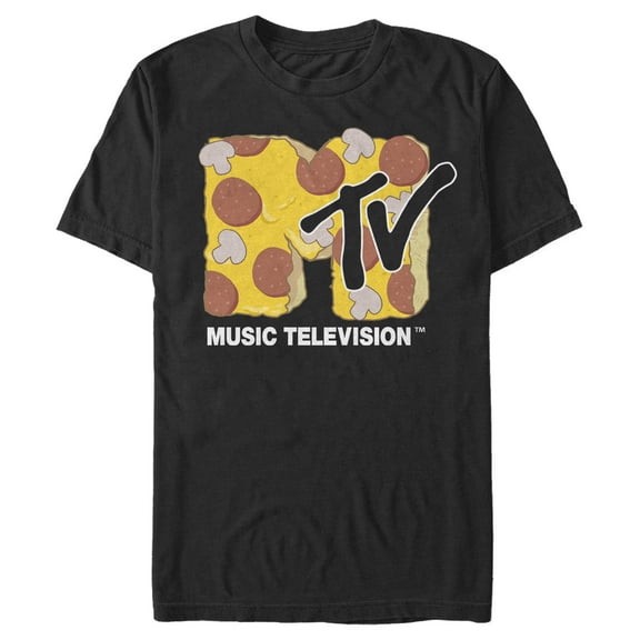 Men's MTV Pizza Logo Graphic Tee Black X Large