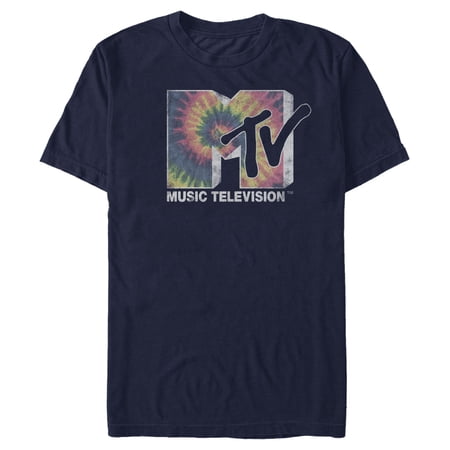 Men's MTV Psychedelic Logo Graphic Tee Navy Blue X Large