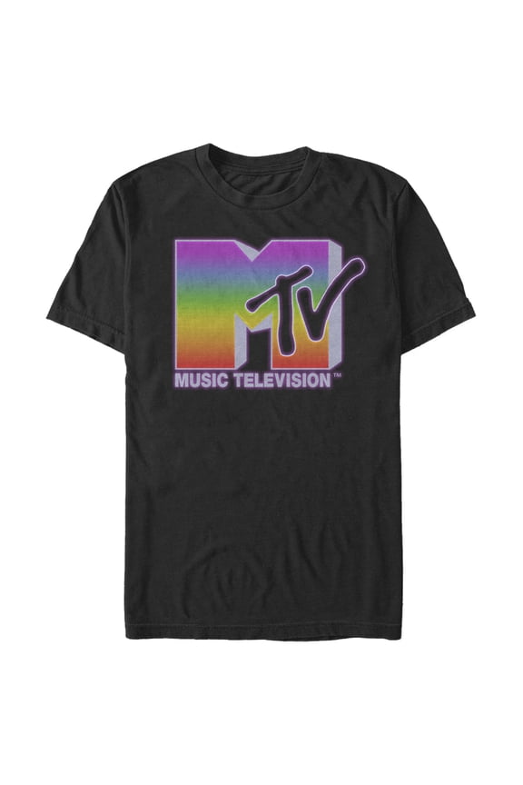 Men's MTV Rainbow Static Logo Graphic Tee Black 3X Large