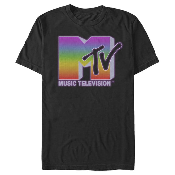 Men's MTV Rainbow Static Logo Graphic Tee Black Medium