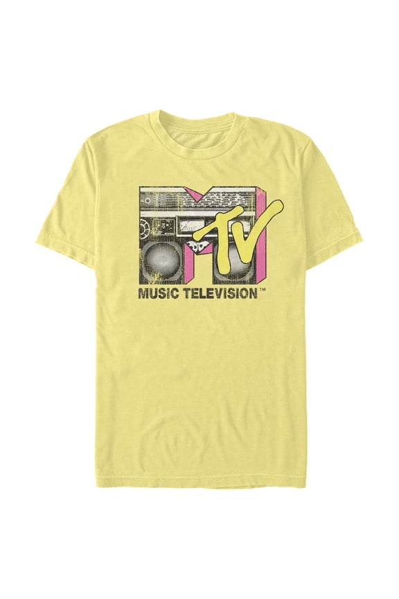 Men's MTV Retro Boombox Logo  Graphic Tee Banana 2X Large