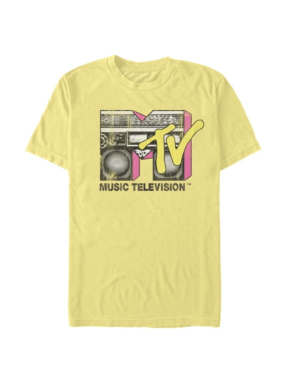 Men's MTV Retro Boombox Logo Graphic Tee Banana Large