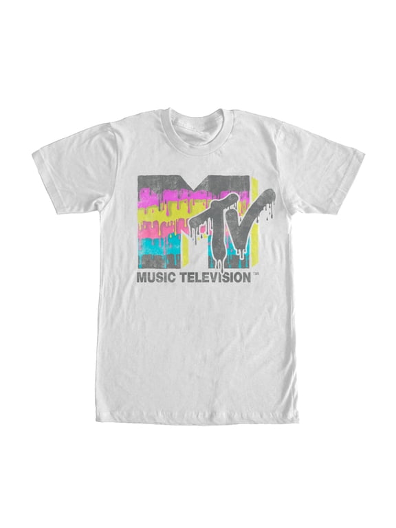 Men's MTV Retro Logo Drip Graphic Tee White Medium