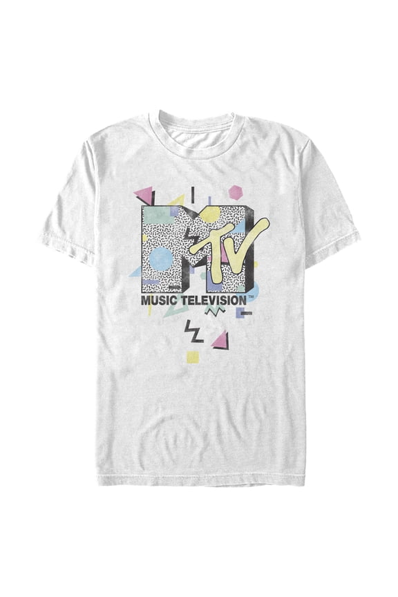 Men's MTV Retro Pop Logo  Graphic Tee White Large