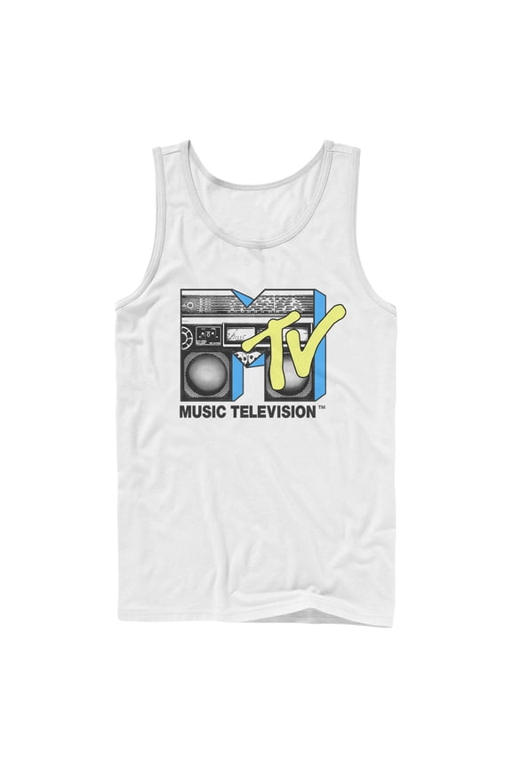 Men's MTV Retro Stereo Logo Tank Top White Large