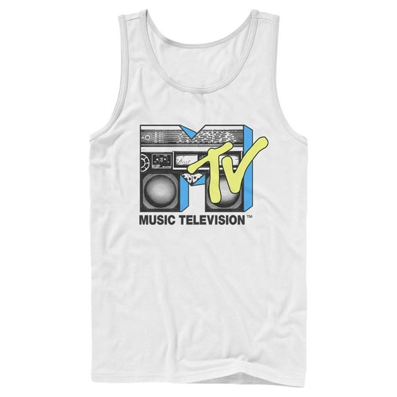 Men's MTV Retro Stereo Logo Tank Top White Small