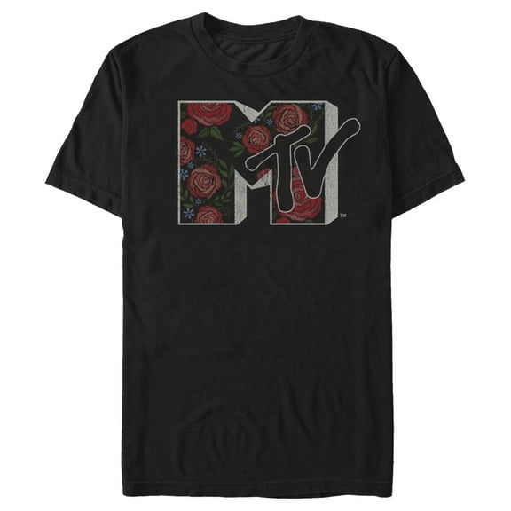 Men's MTV Rose Decor Logo Graphic Tee Black 5X Large