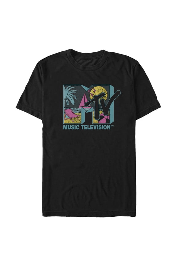Men's MTV Scene Beach Logo Graphic Tee Black Small