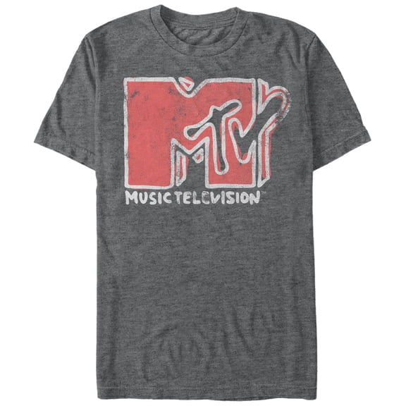 Men's MTV Scribble Logo Graphic Tee Charcoal Heather Large
