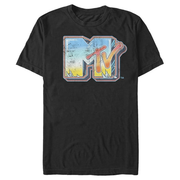 Men's MTV Shimmery Logo Graphic Tee Black 5X Large