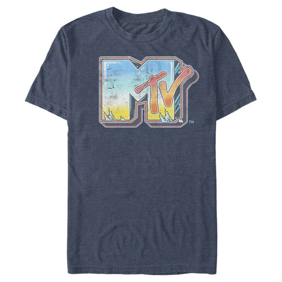 Men's MTV Shimmery Logo Graphic Tee Navy Blue Heather 3X Large