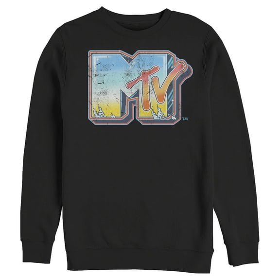 Men's MTV Shimmery Logo  Sweatshirt Black Small