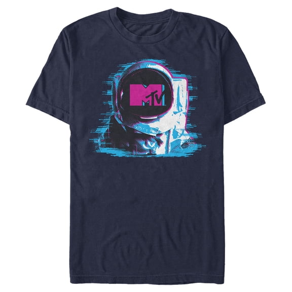 Men's MTV Spaceman Stare Logo Graphic Tee Navy Blue Large