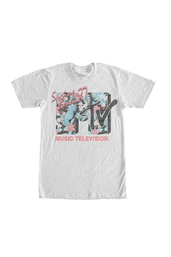 Men's MTV Spring Break Tropical Logo Graphic Tee White Medium