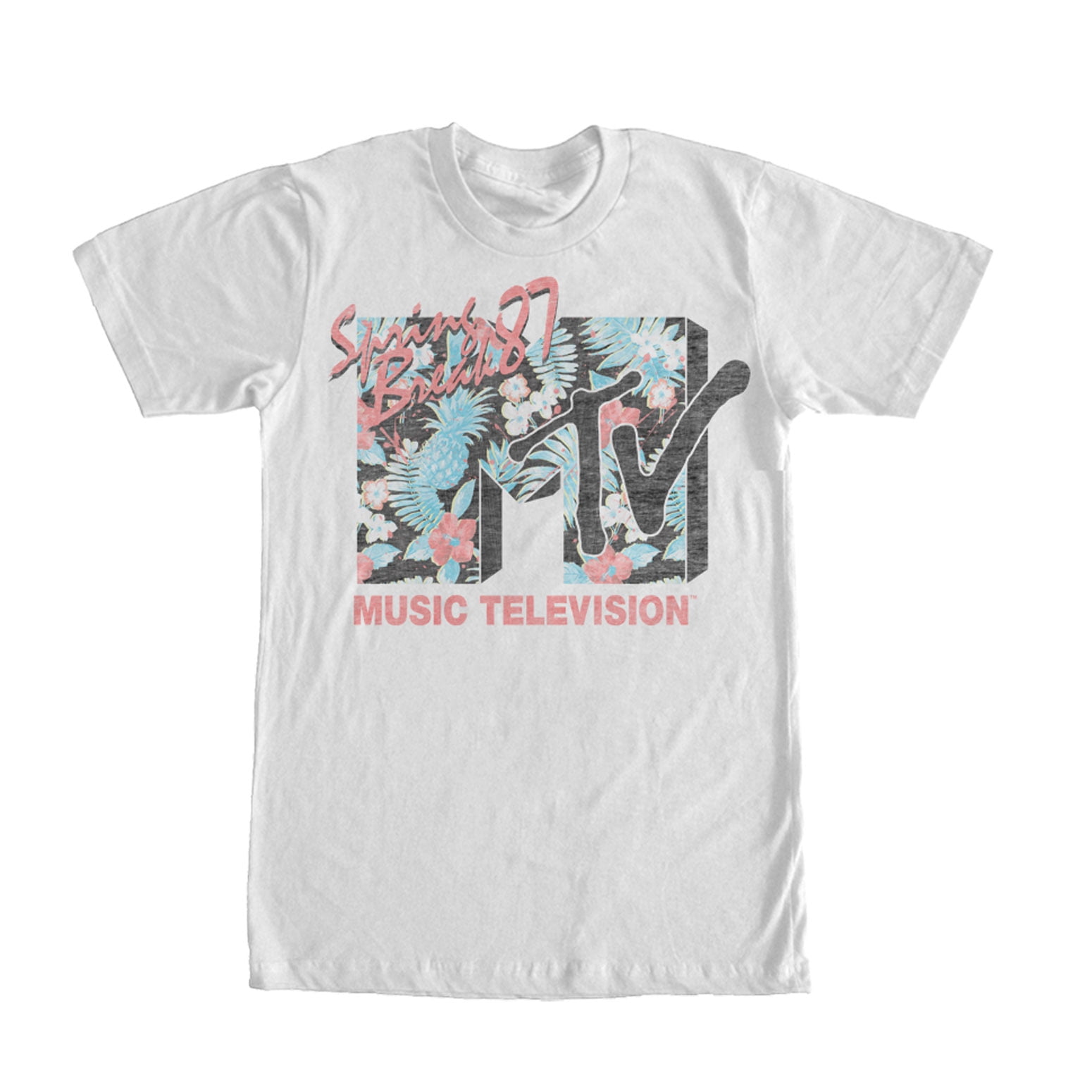 Spring Blake Tee Men's MTV Spring Break Tropical Logo Graphic Tee White Small - Walmart.com
