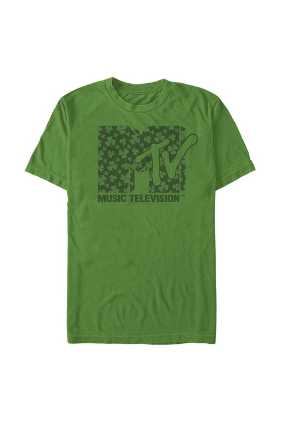 Men's MTV St. Patrick's Day Retro Shamrock Fill Logo Graphic Tee Kelly Green Large