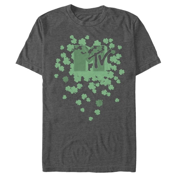 Men's MTV St. Patrick's Day Shamrock Splatter Logo Graphic Tee Charcoal Heather Small